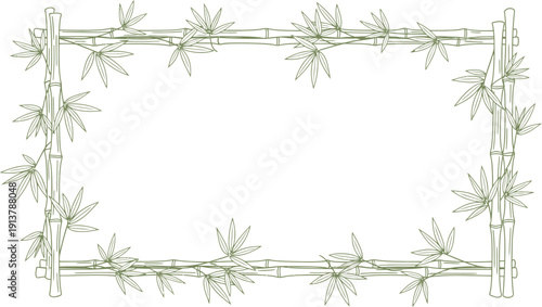 Illustration of a serene bamboo frame surrounding an empty space viewed from directly above in a natural setting