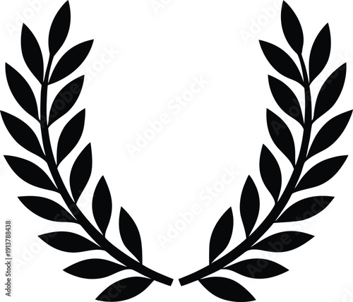 Black Laurel Wreath Branches – Classic Victory and Award Symbol Vector