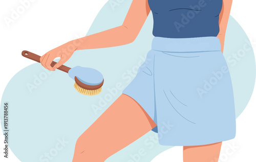 Person holding a body brush to their leg