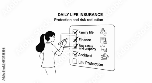 Person making choices on a checklist for insurance coverage options
