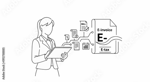 Professional managing digital financial documents and e-invoices on a tablet