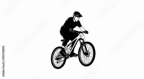Person on a bicycle wearing a helmet and dark clothing