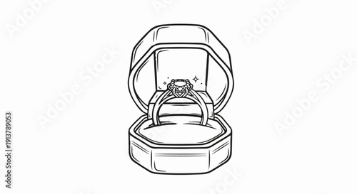 Open ring box with diamond ring on display