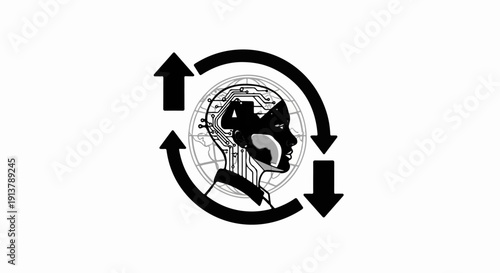 Robotic head with circuits and global connections in a cycle