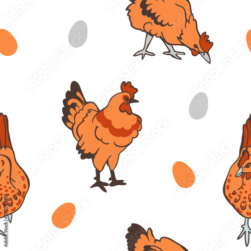 Seamless pattern of chickens