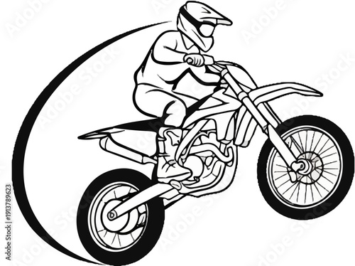 Motocross rider in mid-air performing a jump on a dirt bike