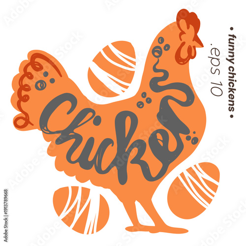 Chicken with lettering