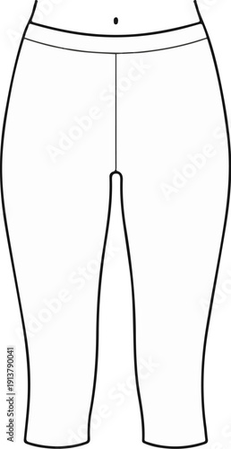 Outline of athletic capri leggings, showing waist, hip, and knee areas