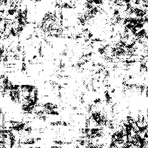 Seamless pattern, rough vector background, grunge texture, black and white