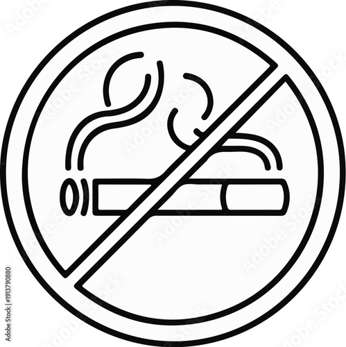 No smoking symbol, prohibition of cigarette and smoke, clean air