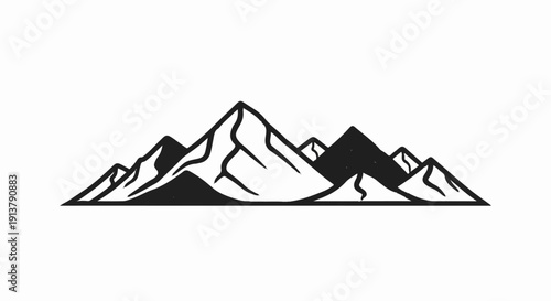 Minimalist black and white mountain range silhouette
