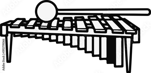 Percussion instrument with multiple bars and a striking mallet