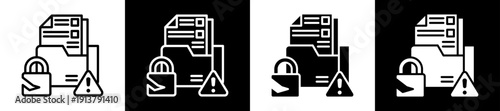 Data Breach Icon Set In Black And White Filled Style Collection