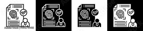 Biometric Data Icon Set In Black And White Filled Style Collection