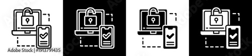 Two Factor Authentication Icon Set In Black And White Filled Style Collection