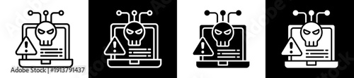 Cyber Threat Icon Set In Black And White Filled Style Collection