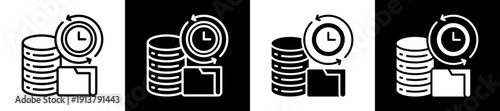Data Retention Icon Set In Black And White Filled Style Collection