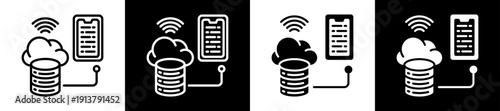 Data Portability Icon Set In Black And White Filled Style Collection