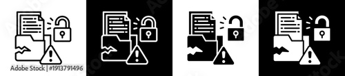 Data Leakage Icon Set In Black And White Filled Style Collection