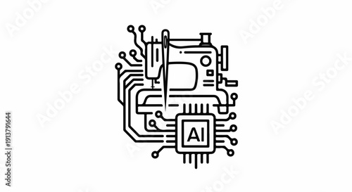 Sewing machine integrated with advanced AI chip and circuit board