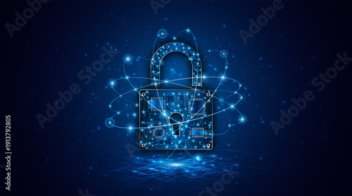 Lock icon. Cyber ​​security and data protection concepts and privacy. Innovative concept of advanced safety technology