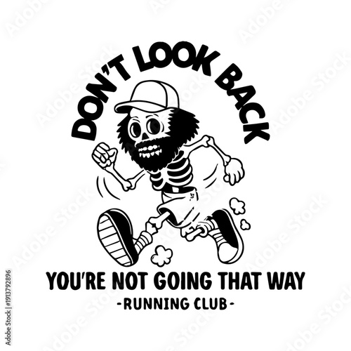 Don't look Back tshirt illustration design art for marathon  lovers