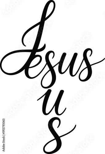Elegant handwritten jesus logo in minimalist script style