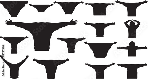 Various Silhouette Poses of People in Different Yoga Positions