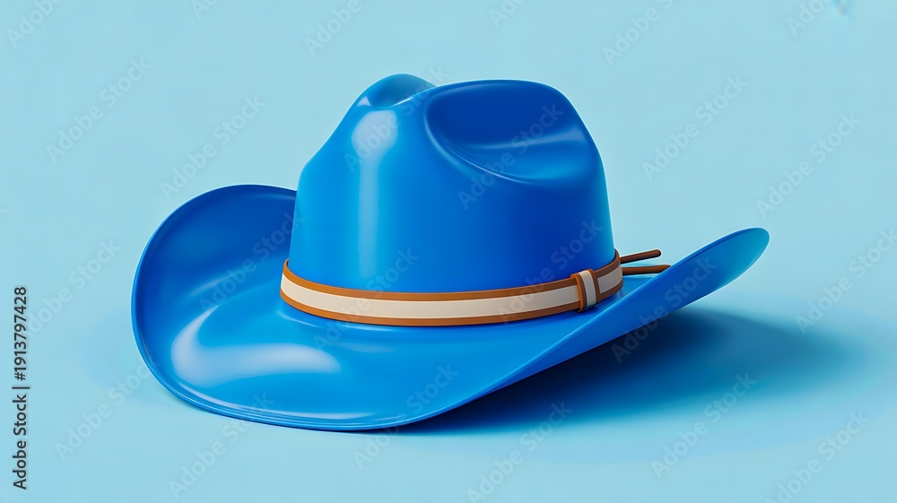 Fototapeta premium Blue cowboy hat isolated on pastel background with modern minimal style 