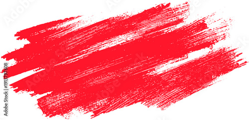 Bold Thick Brush Strokes in Red Yellow and Green, Vibrant Color Banner Isolated on White and Transparent Background.