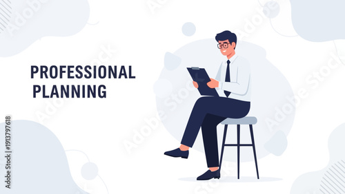 Professional Man Planning Strategy on Clipboard