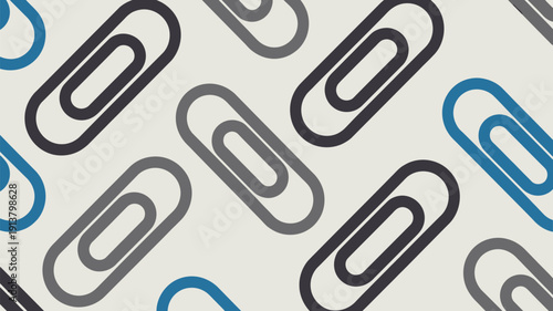 Colorful paperclip pattern on white background