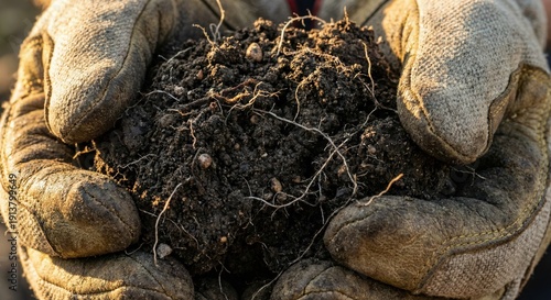 Soil Regeneration and Precision Agriculture Concept with Farmer Holding Fertile Organic Earth to Improve Crop Yield and Restore Land Health