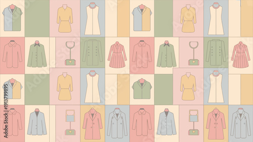 Vibrant fashion collection featuring stylish clothes and accessories