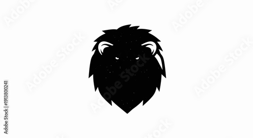 Silhouette of a black lion's head with a detailed mane