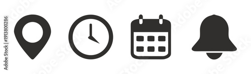 Location, time, calendar and notification icon

