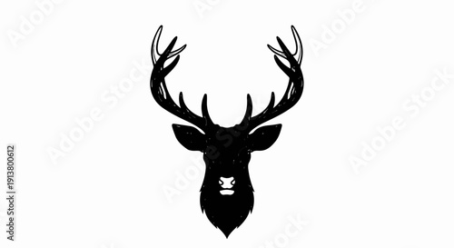 Silhouette of a majestic stag head with impressive antlers