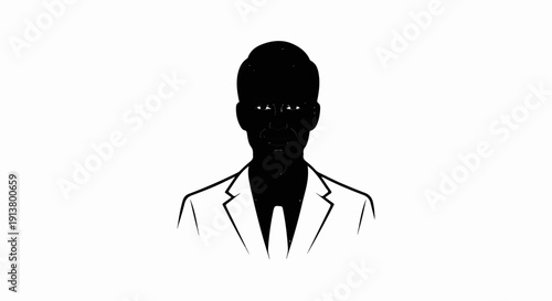 Silhouette of a man in a suit, with white collar and tie