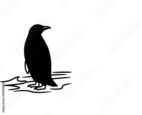 Silhouette of a penguin standing on ice