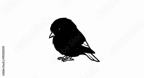 Silhouette of a small bird with white markings on its wings and tail