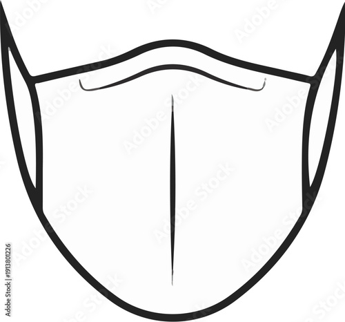 Simple outline drawing of a protective face covering, emphasizing its shape