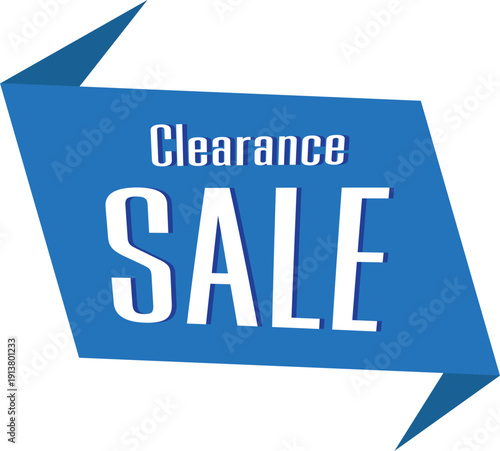 Blue banner with Clearance Sale text in white and purple letters