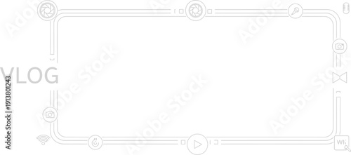 Vector graphic frame template design for vlog title sequence with modern geometric shapes and placeholder text