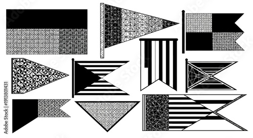 Collection of Nautical Signal Flags, Maritime Communication Symbols, Vector Graphics