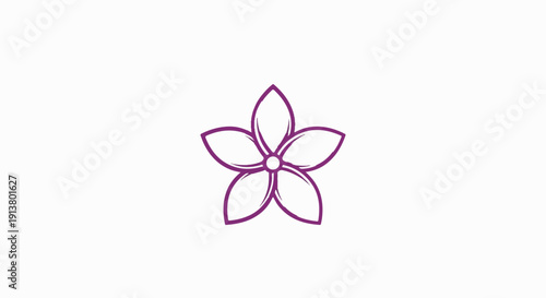 Simple purple five-petal flower outline on white background