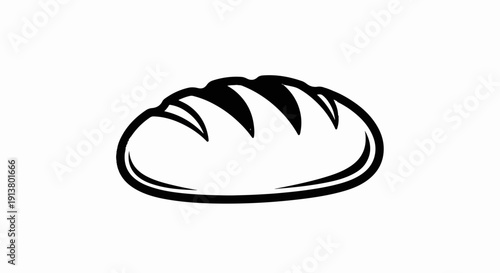 Simple black and white line drawing of a loaf of bread