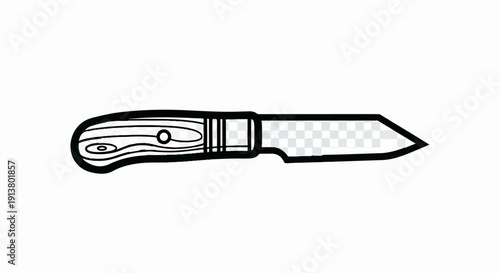 Simple black outline illustration of a knife with a wooden handle