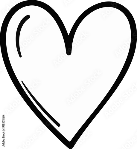 Simple black outline of a heart, hand-drawn style, on a white background