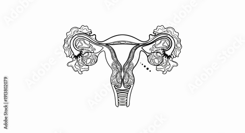 Stylized anatomical illustration of a female reproductive system