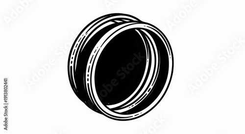 Stylized black and white illustration of a tire tread from a close perspective